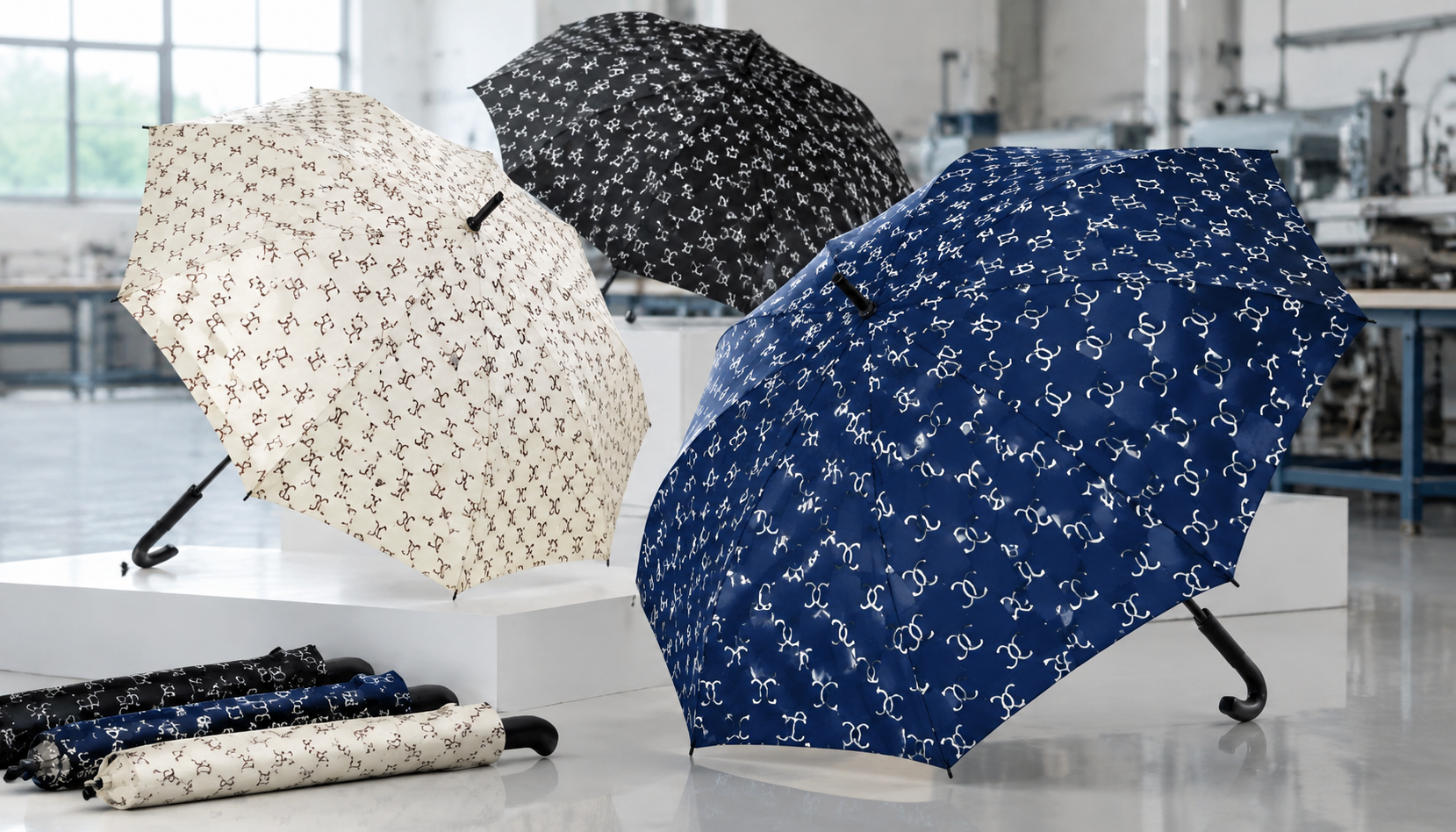 All-Over Logo Patterns for Retail Branded Umbrellas