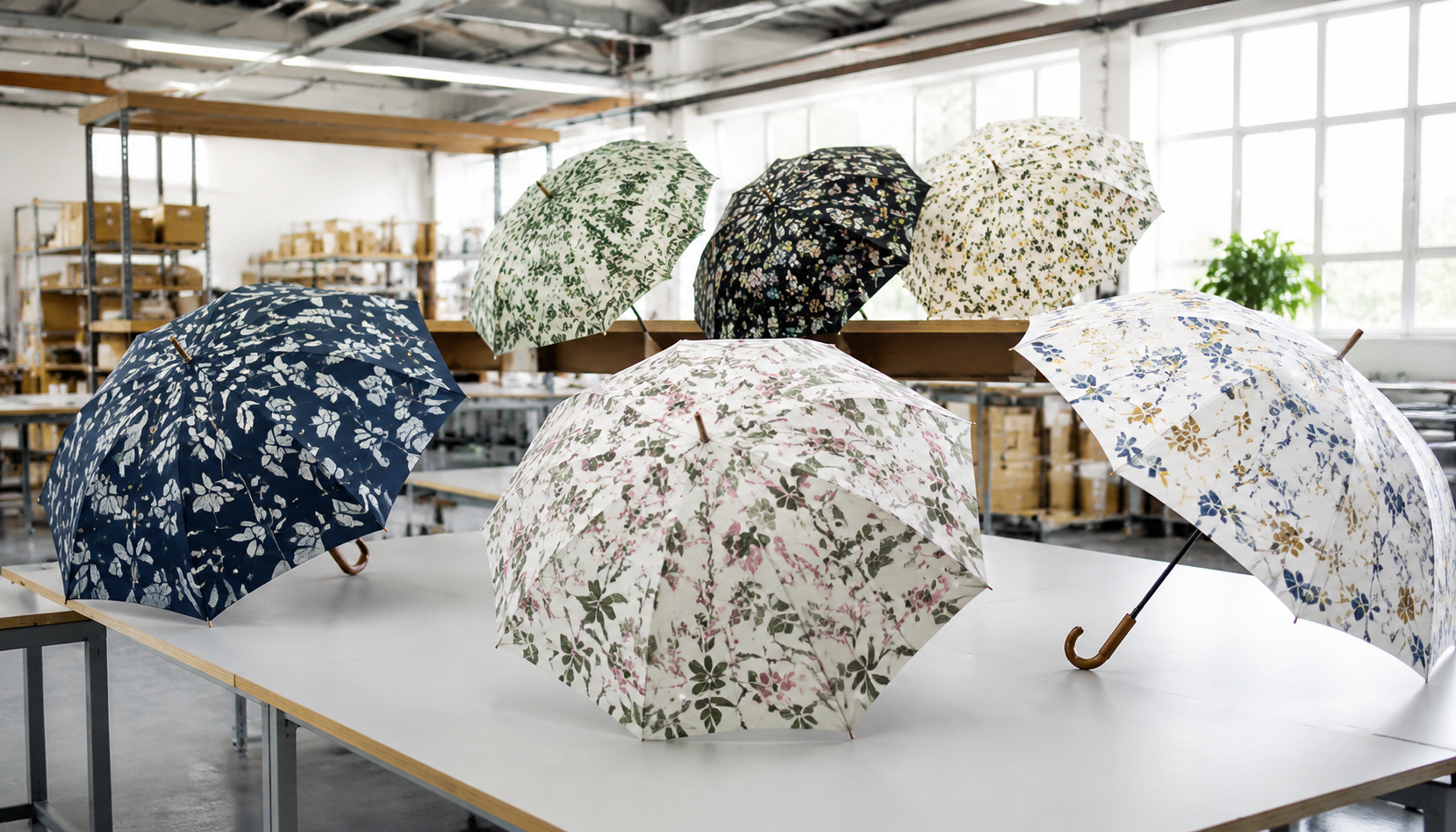 All-Over Repeat Pattern Umbrellas for Retail Branding