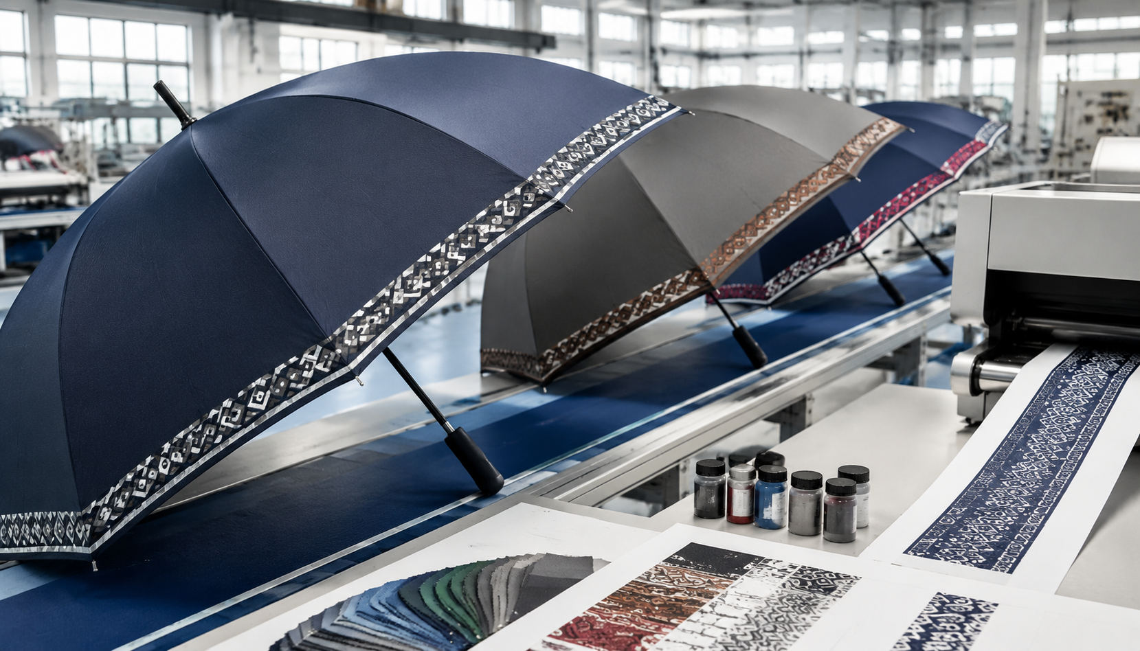 Branded Umbrella Border Printing for Clean Retail Displays