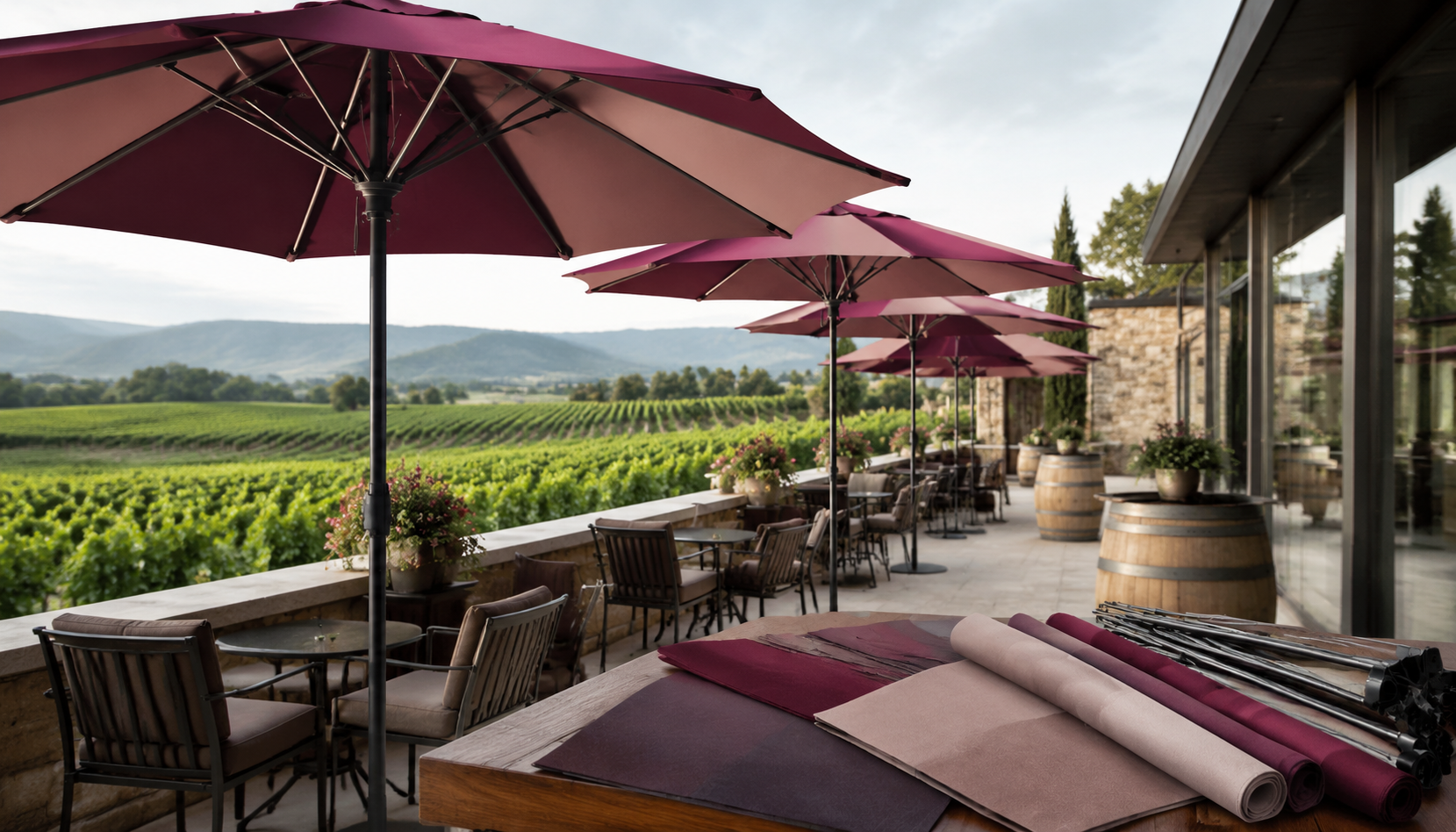 Branded Umbrellas for Wineries and Vineyard Tastings