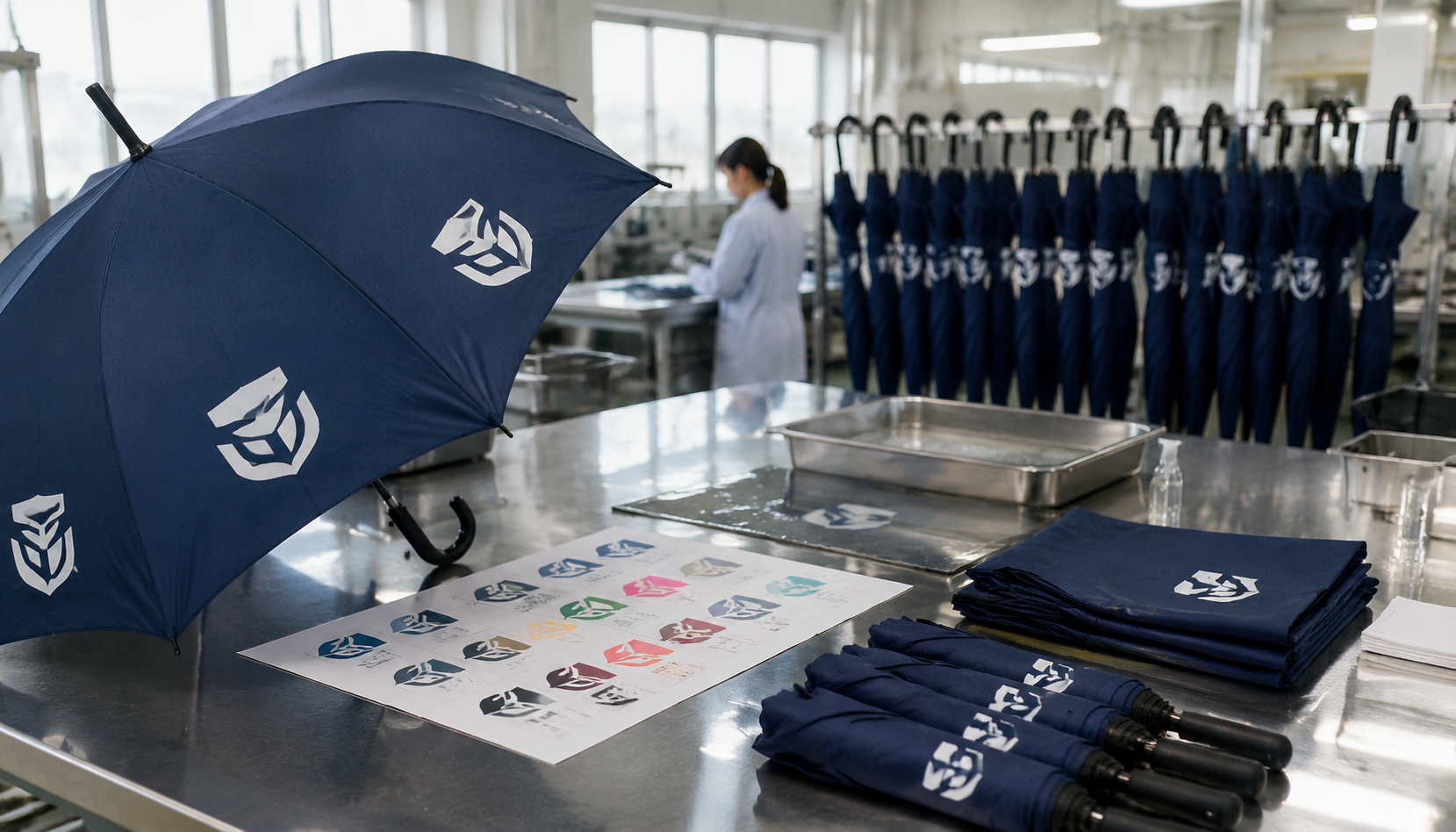Colorfast Logo Printing Tests for Branded Rain Umbrellas
