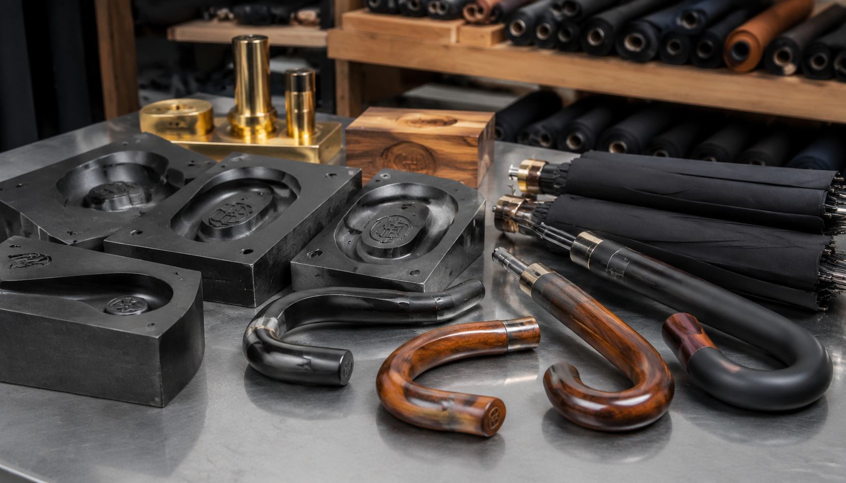 Debossed Logos on Umbrella Handles for Premium Branding