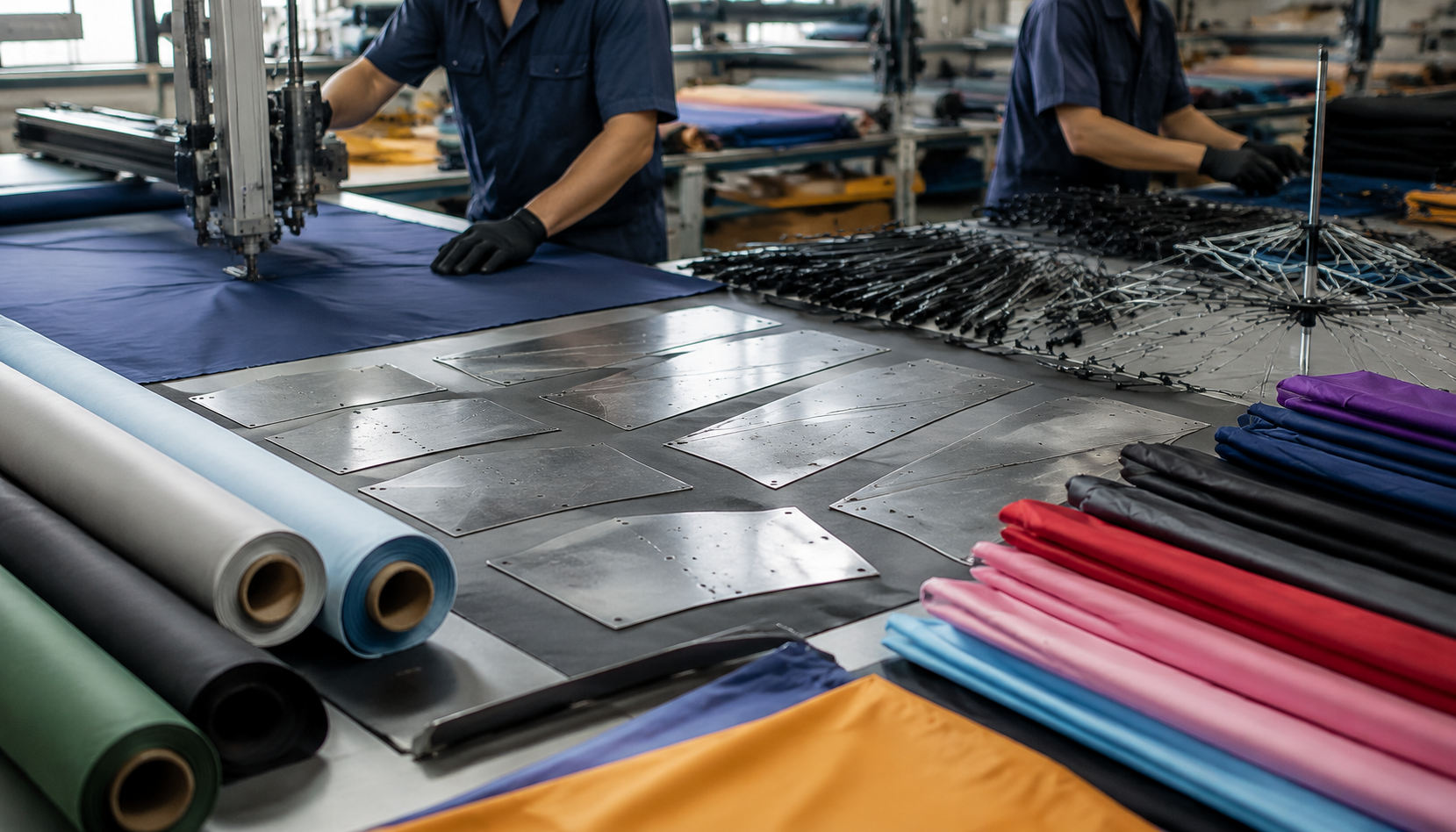Fabric Spreading and Die Cutting for Umbrella Canopies