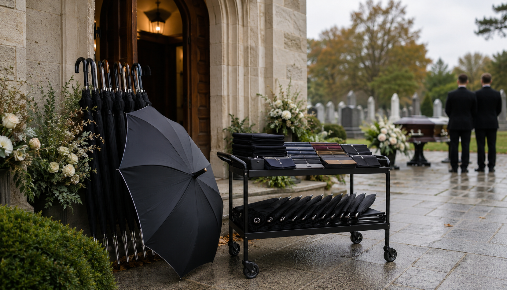 Funeral Home Umbrellas for Chapel, Graveside, and Staff Use
