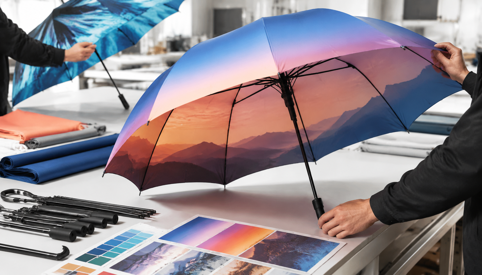 Gradient and Photo Prints on Branded Umbrella Canopies