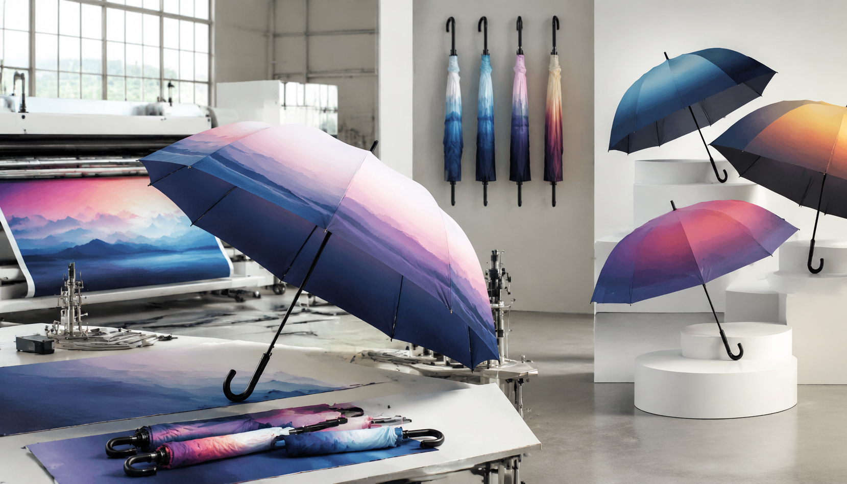 Gradient Canopy Printing for Branded Umbrella Collections