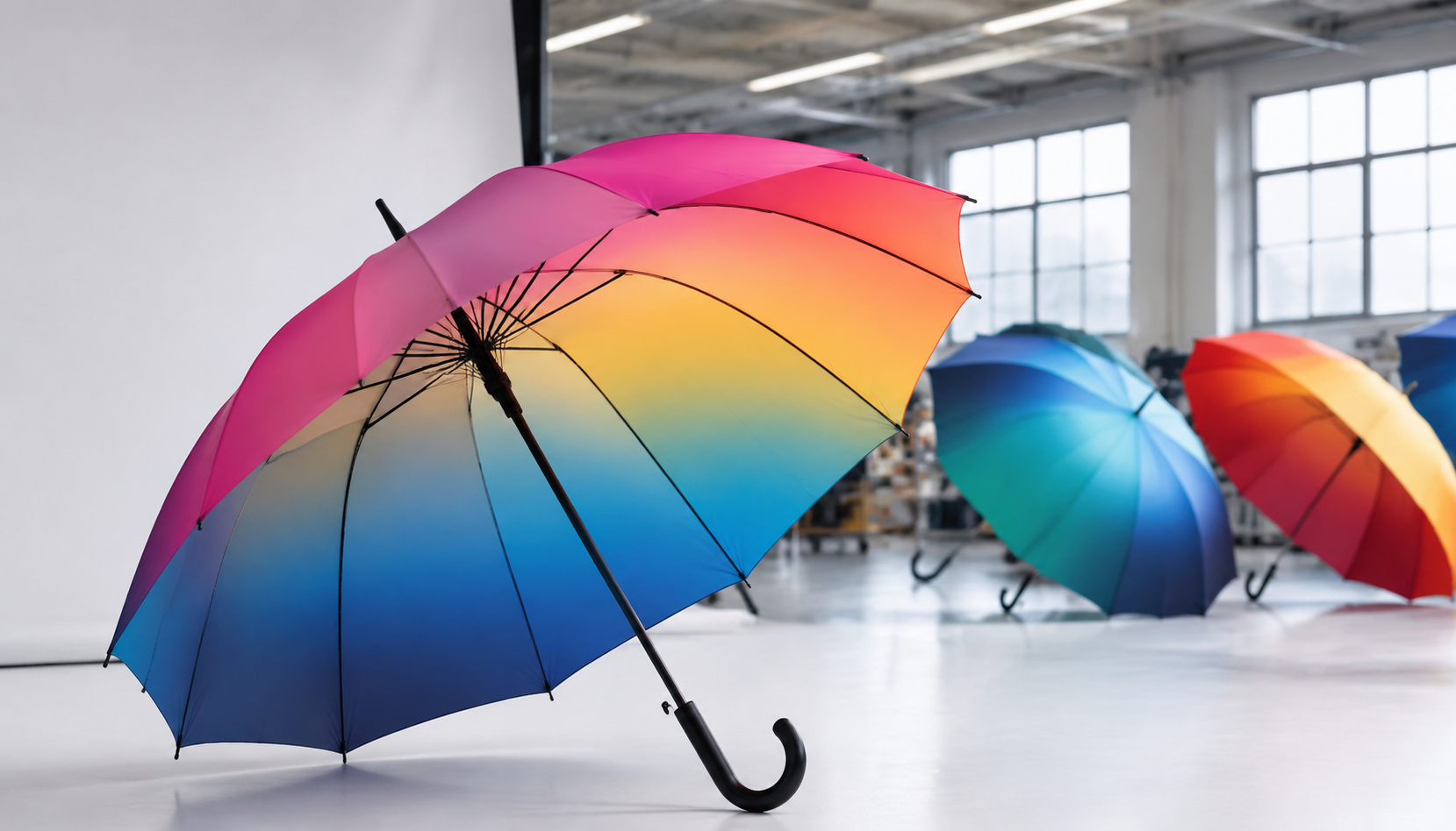 Gradient Color Umbrella Canopies for Branded Campaigns