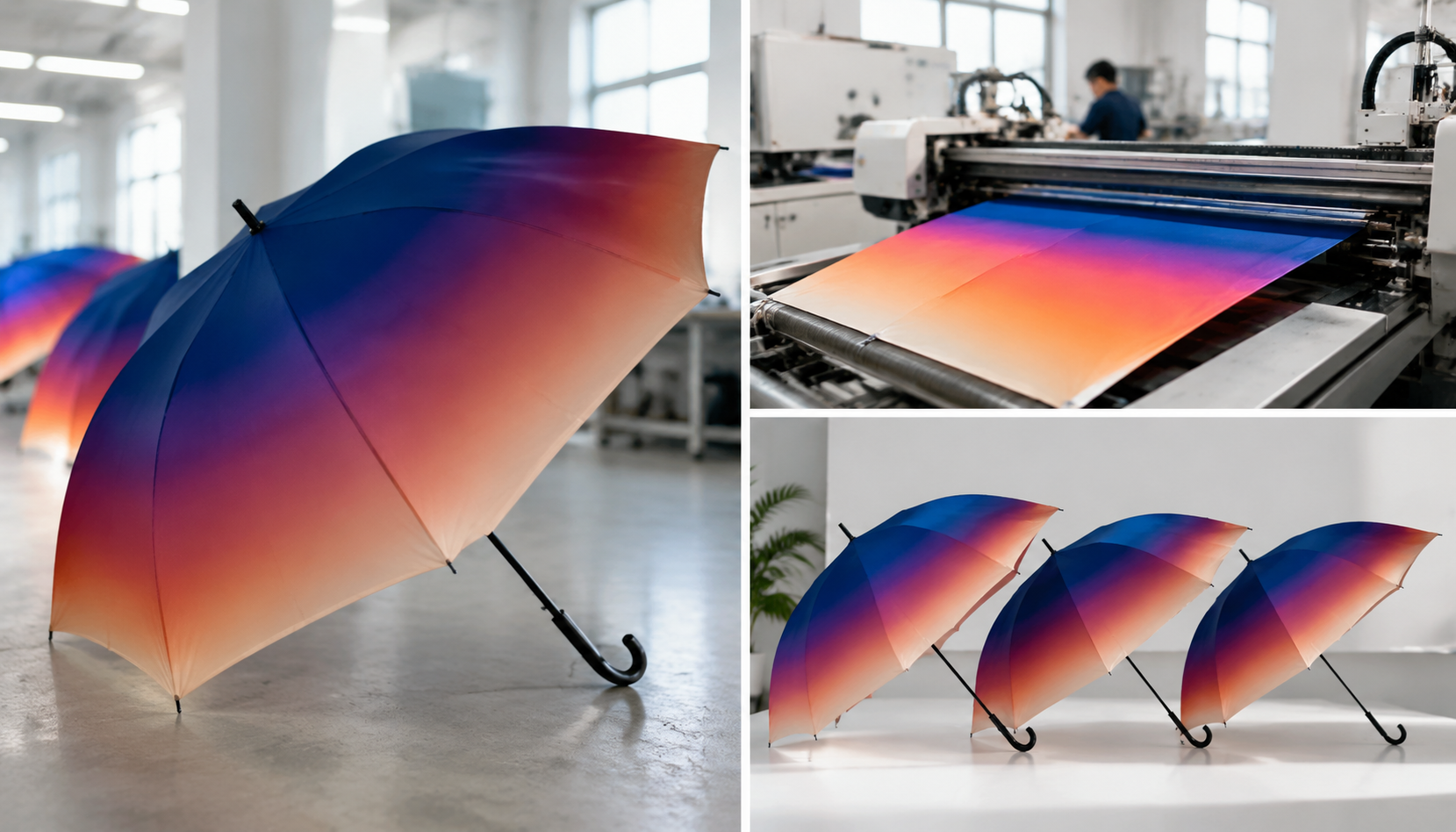 Gradient Umbrella Canopy Printing for Branded Campaigns