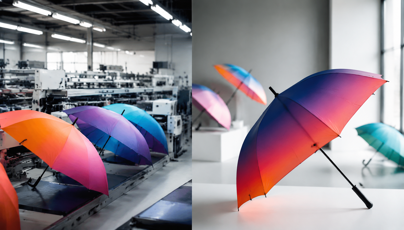 Gradient Umbrella Printing for Branded Campaign Graphics
