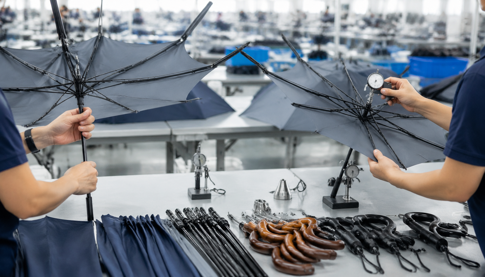 Inline Umbrella Assembly Checks Before Final Inspection