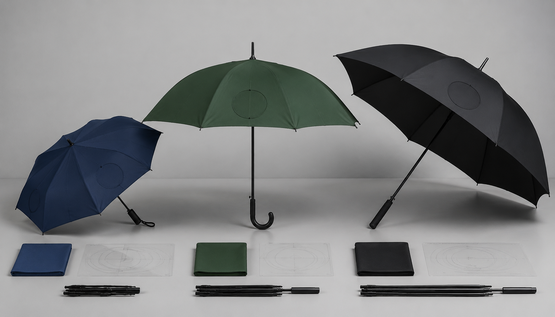 Logo Scaling Across Folding, Stick, and Golf Umbrellas