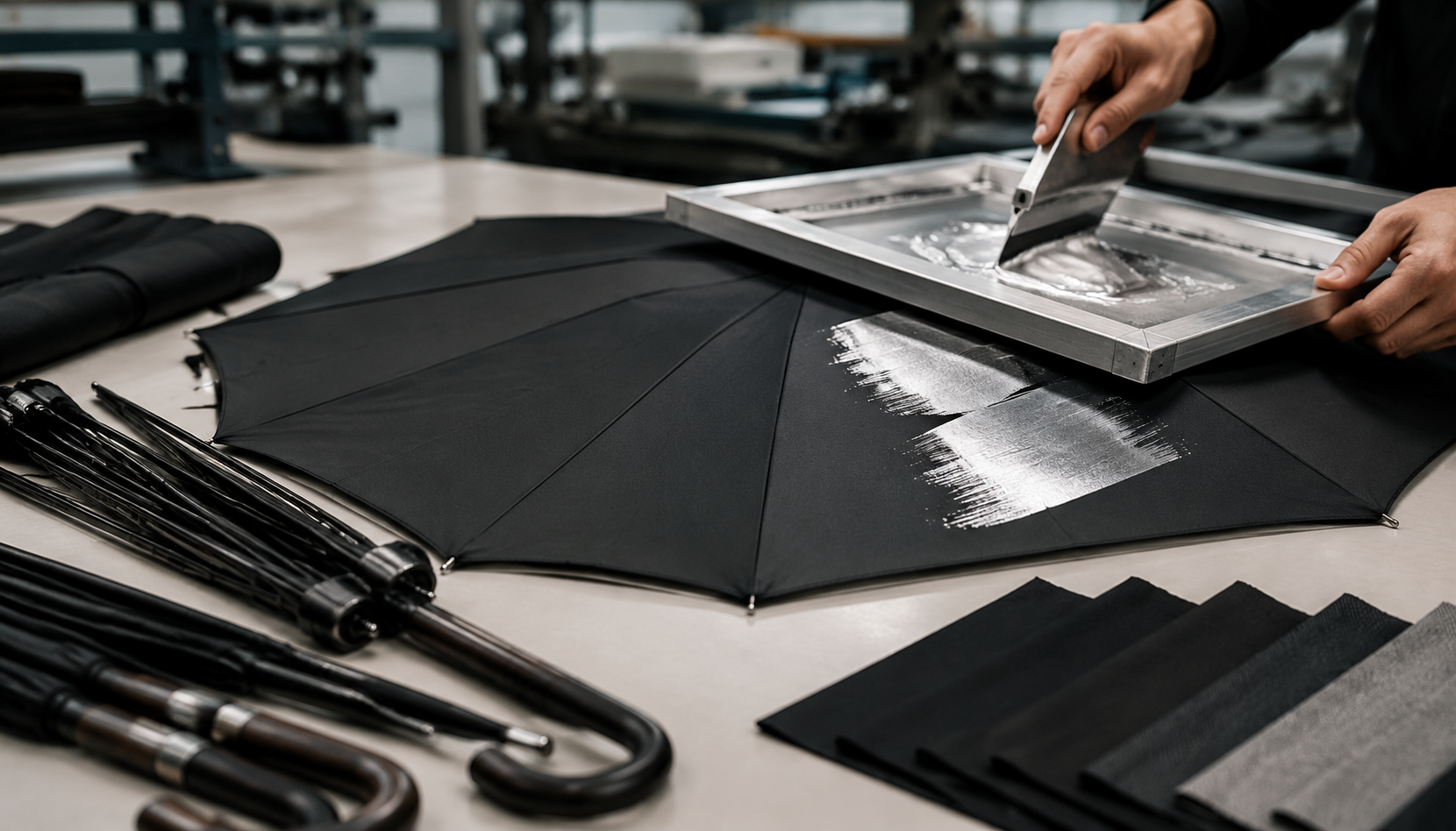 Metallic Ink Logo Printing on Premium Branded Umbrellas