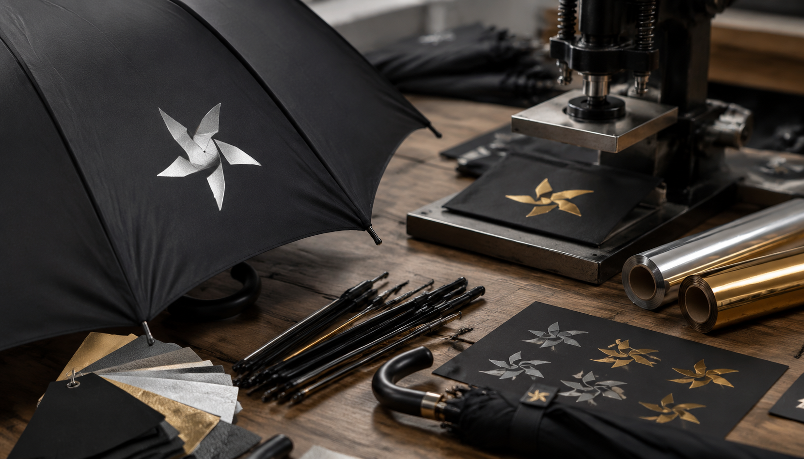 Metallic Logo Effects for Premium Branded Umbrellas