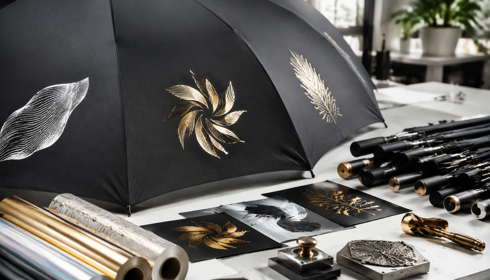 Metallic Logo Effects on Premium Branded Umbrellas