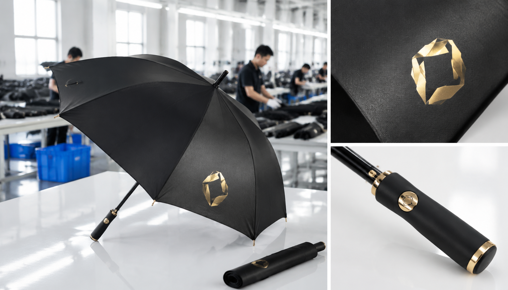Metallic Logo Printing on Premium Branded Umbrellas