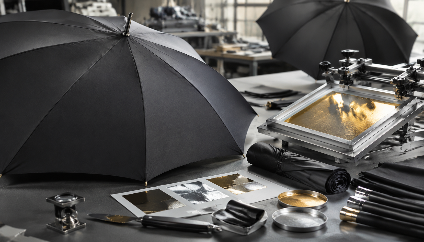 Metallic Logo Printing on Umbrellas for Premium Brand Lines