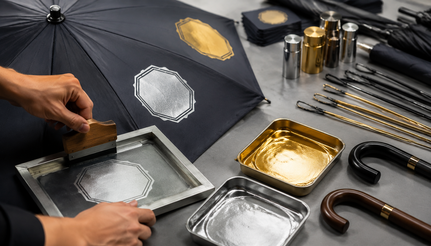Metallic Logo Printing on Umbrellas for Premium Brand Programs