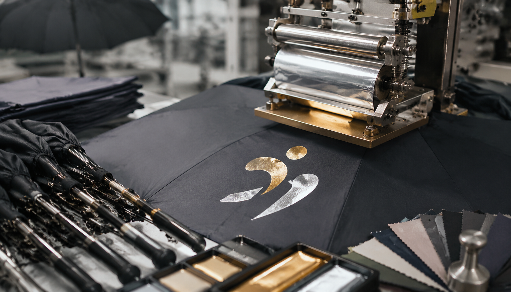 Metallic Logo Printing on Umbrellas for Premium Promotions