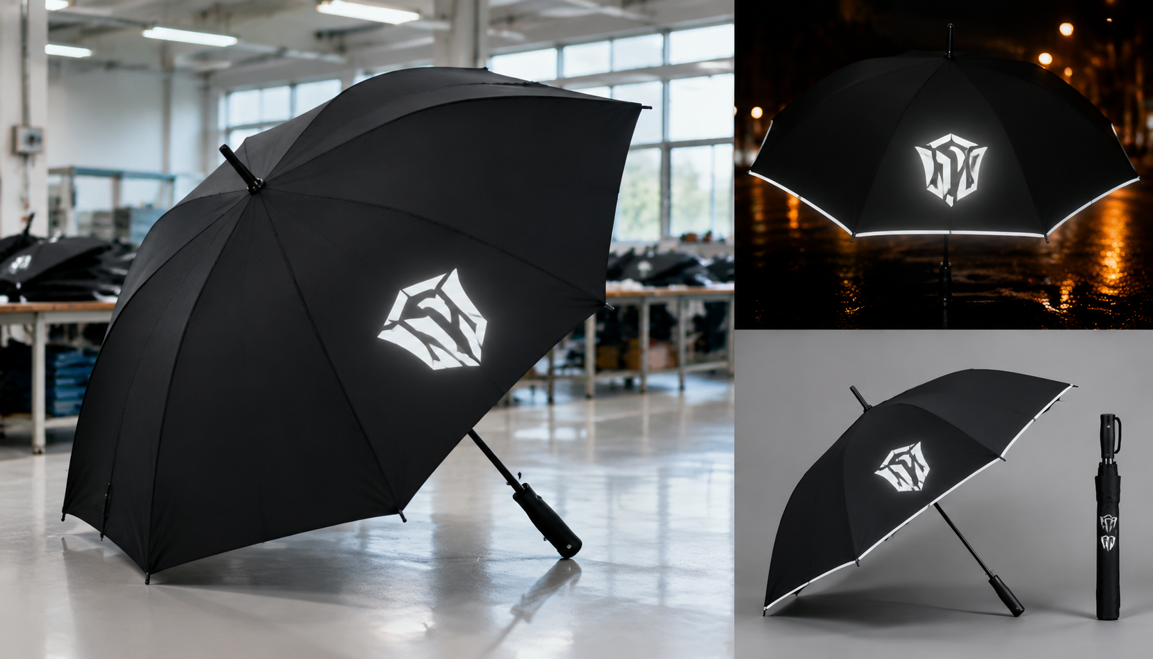 Reflective Umbrella Logos for Night Events and Safety Brands