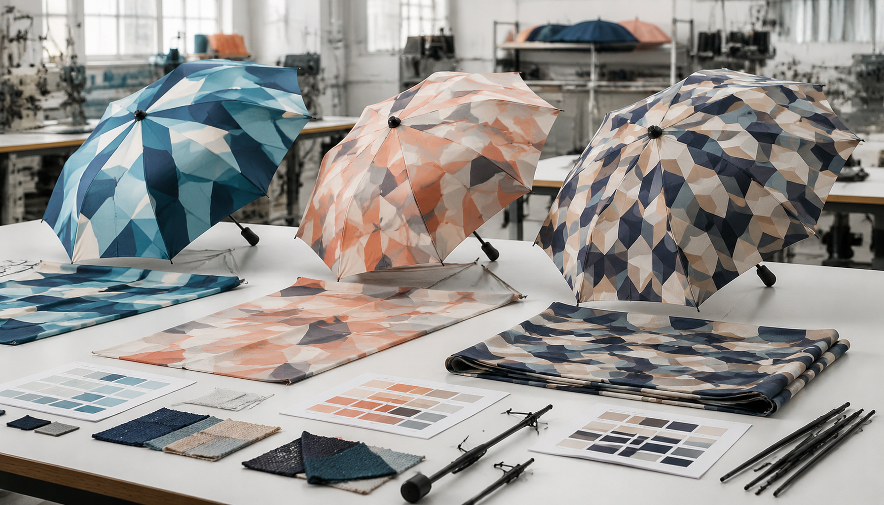 Repeat Pattern Printing on Umbrellas for Retail Branding