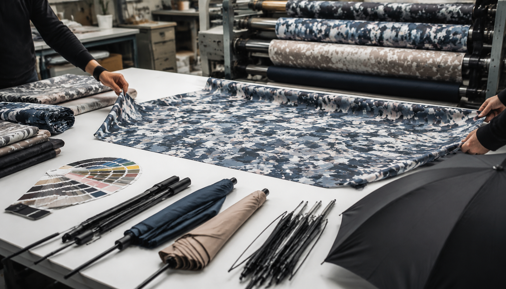 Repeat Pattern Umbrella Printing for Retail Brand Lines