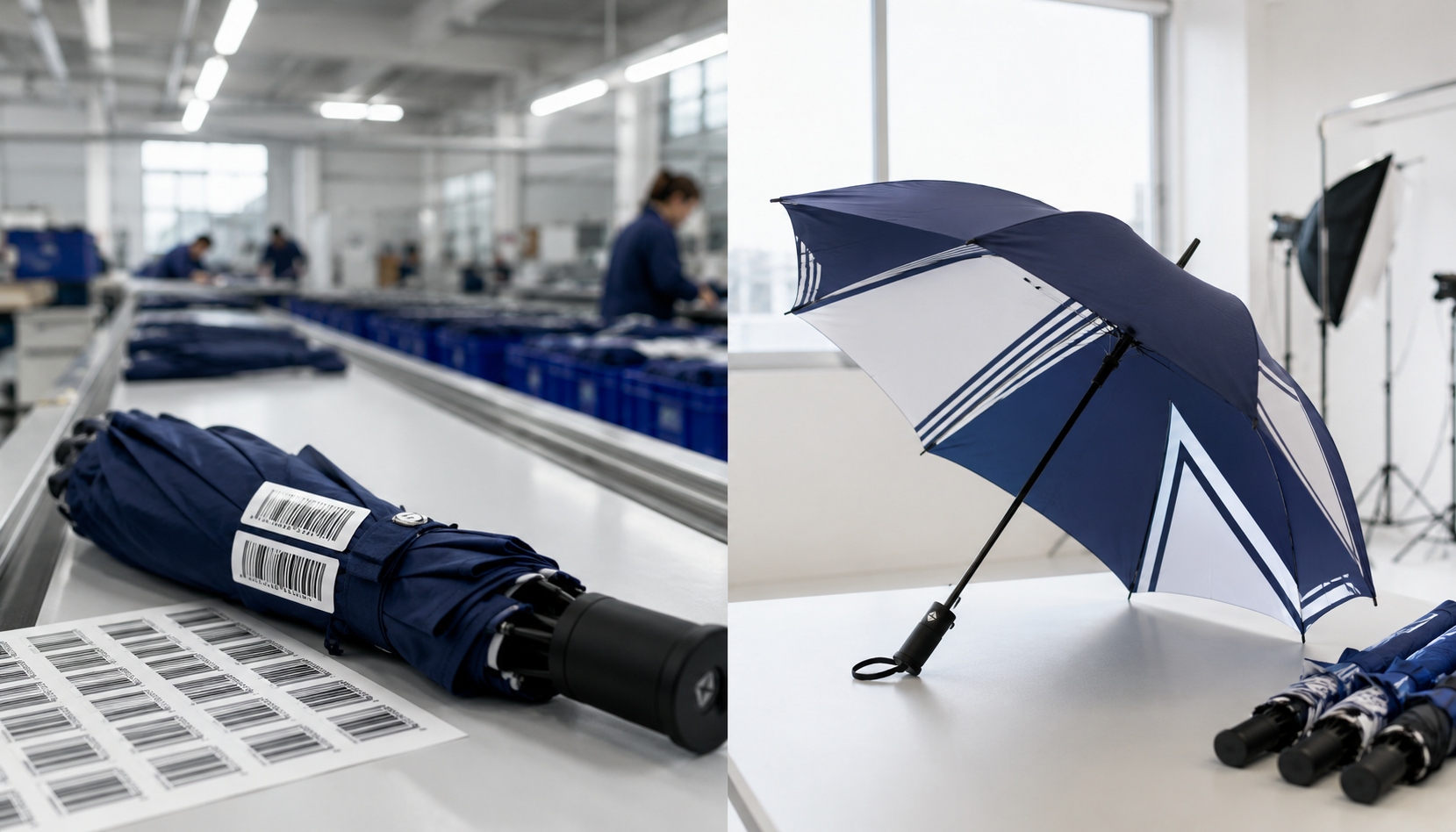 Retail Barcode and Compliance Labels for Branded Umbrellas