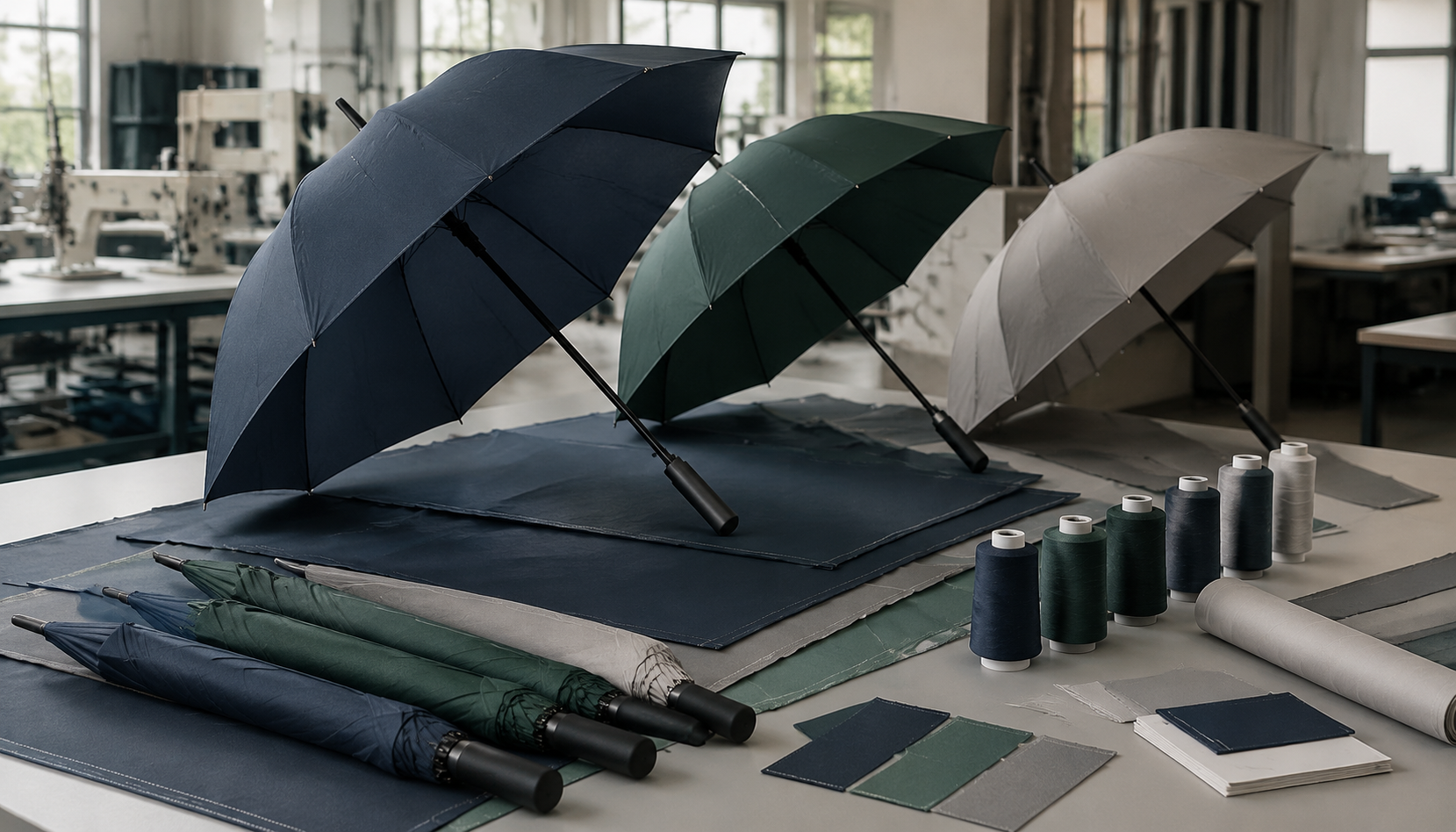 Subtle Tone-on-Tone Umbrella Branding for Premium Buyers