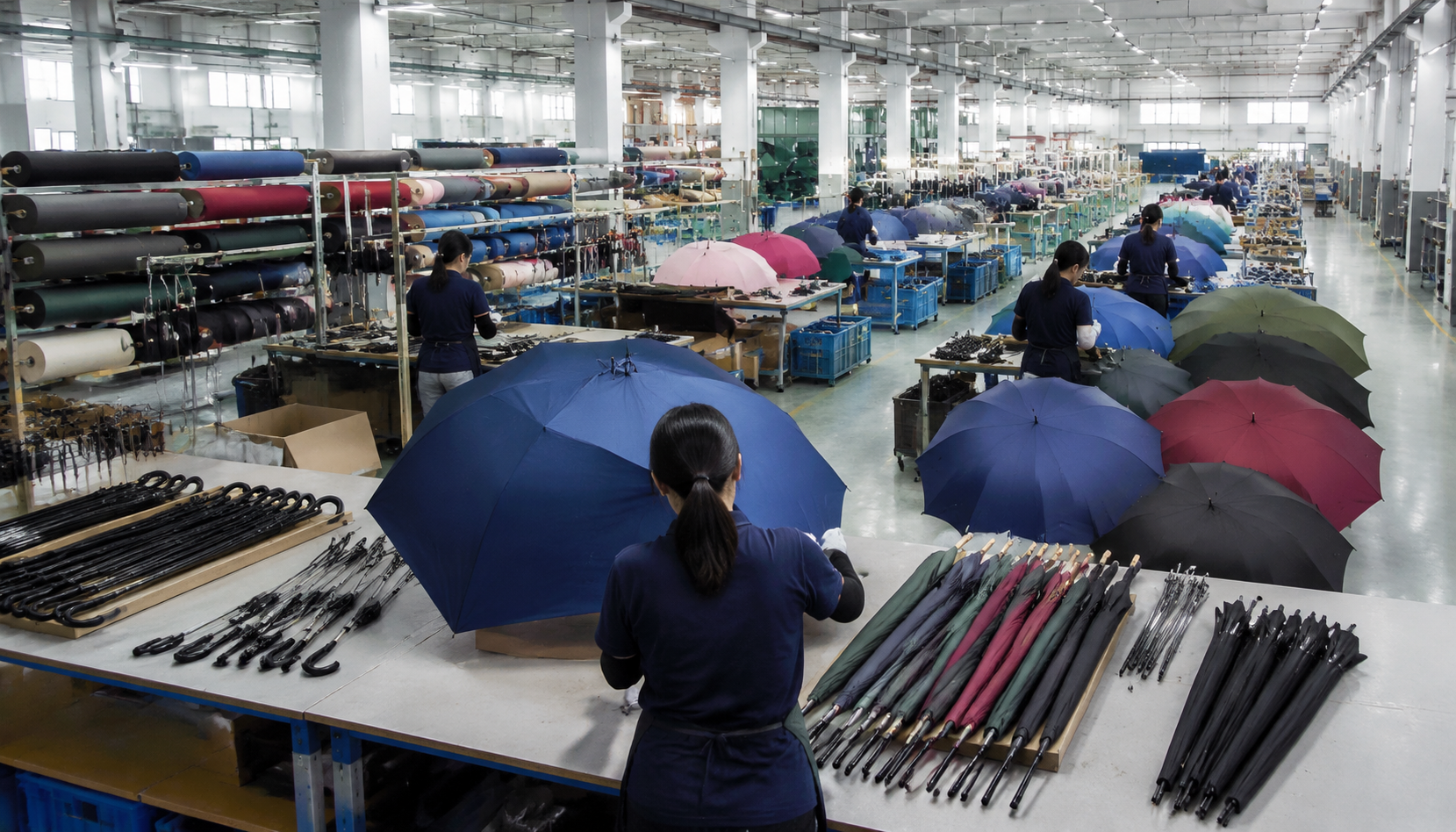 Umbrella Factory Line Setup for Mixed-SKU OEM Orders