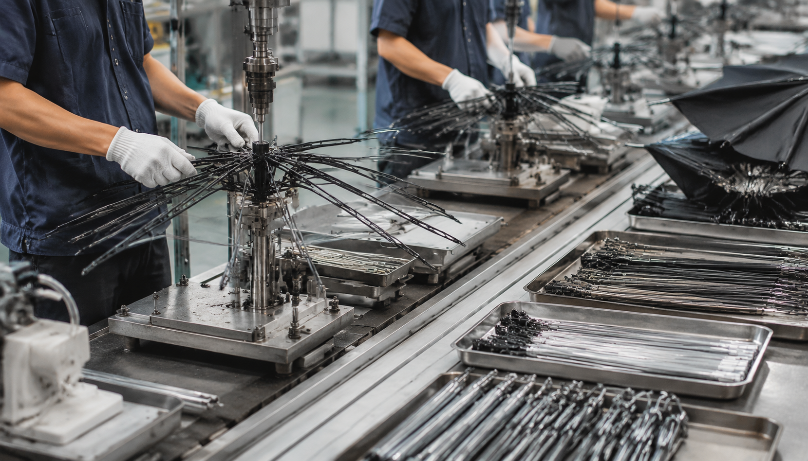 Umbrella Frame Assembly Line: Jigs, Rivets, and QC Gates