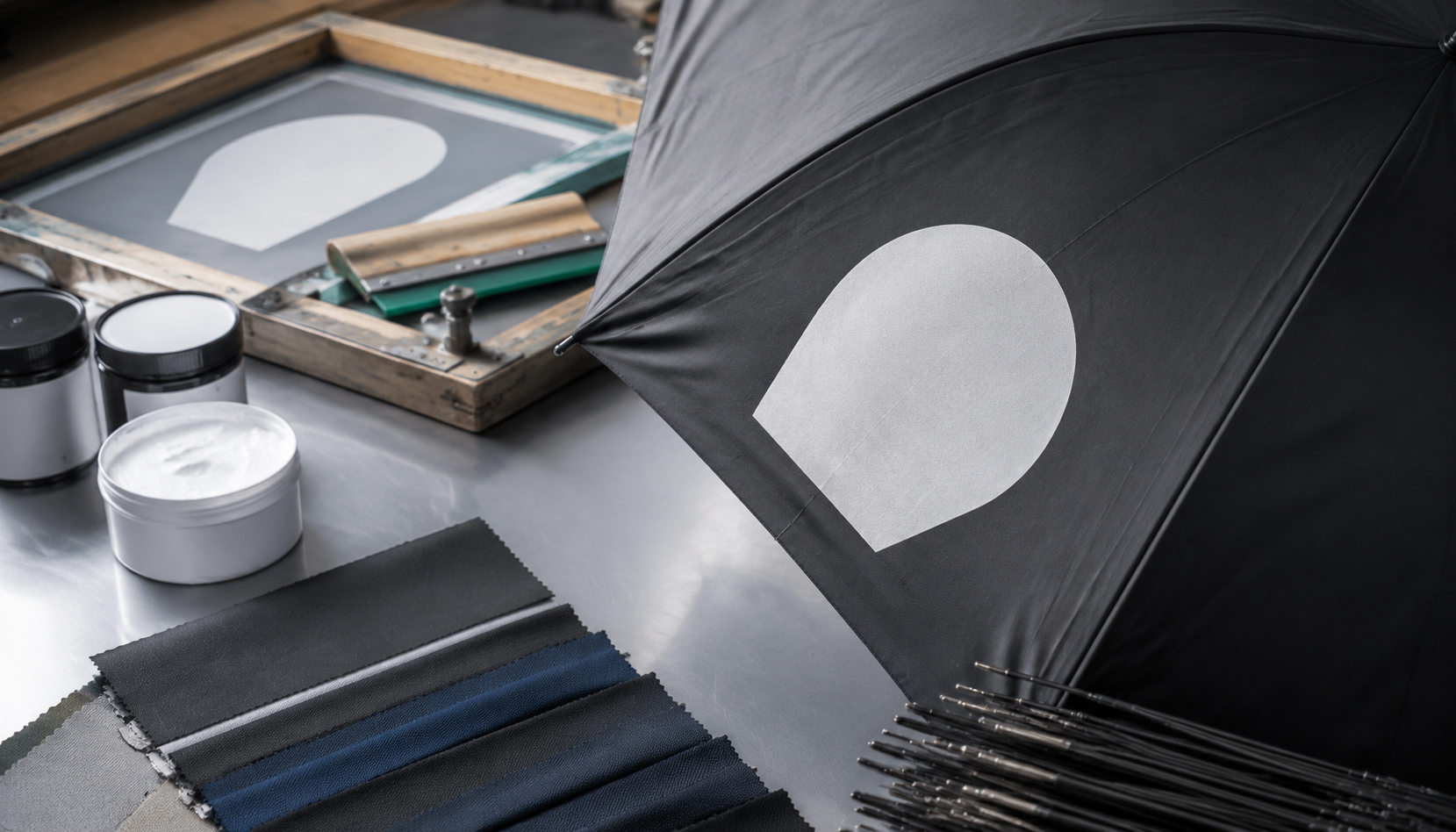 White Ink Underbase for Dark Umbrella Canopy Logos