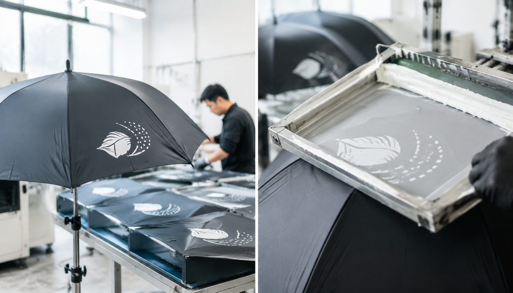 White Ink Underbase for Dark Umbrella Logo Printing